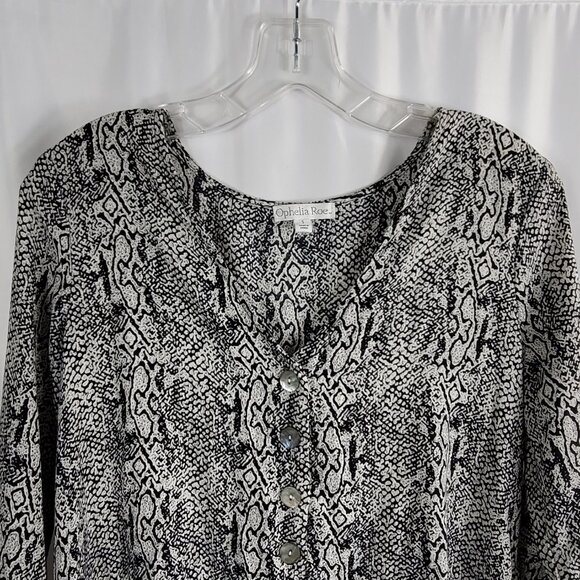 Ophelia Roe Black & Ivory Abstract Print Blouse Women's Size Small NEW - Picture 2 of 14